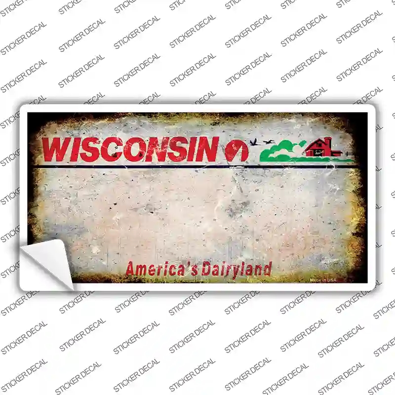 LP-8166s-XL Wisconsin State Rusty Novelty Sticker Decal, Extra Large