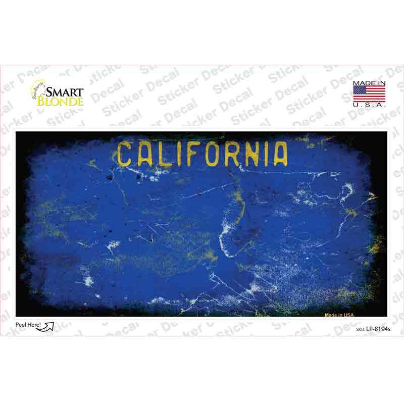 LP-8194s-M California Blue State Rusty Novelty Sticker Decal, Medium