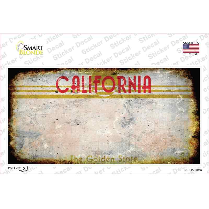 LP-8200s-M California Golden State Rusty Blank Novelty Sticker Decal, Medium