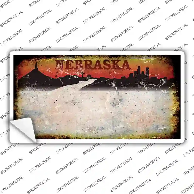 LP-8202s-L Nebraska Rusty Novelty Sticker Decal, Large