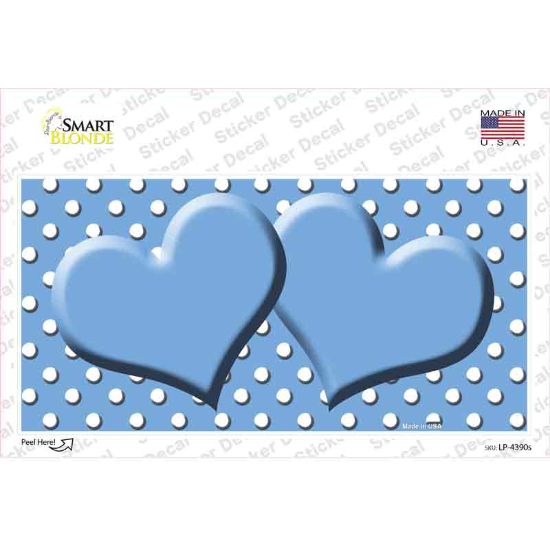 LP-4390s-M Light Blue White Polka Dot Center Hearts Novelty Sticker Decal, Medium