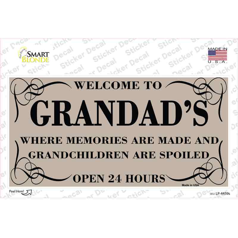 LP-4459s-M Welcome to Grandads Novelty Sticker Decal, Medium