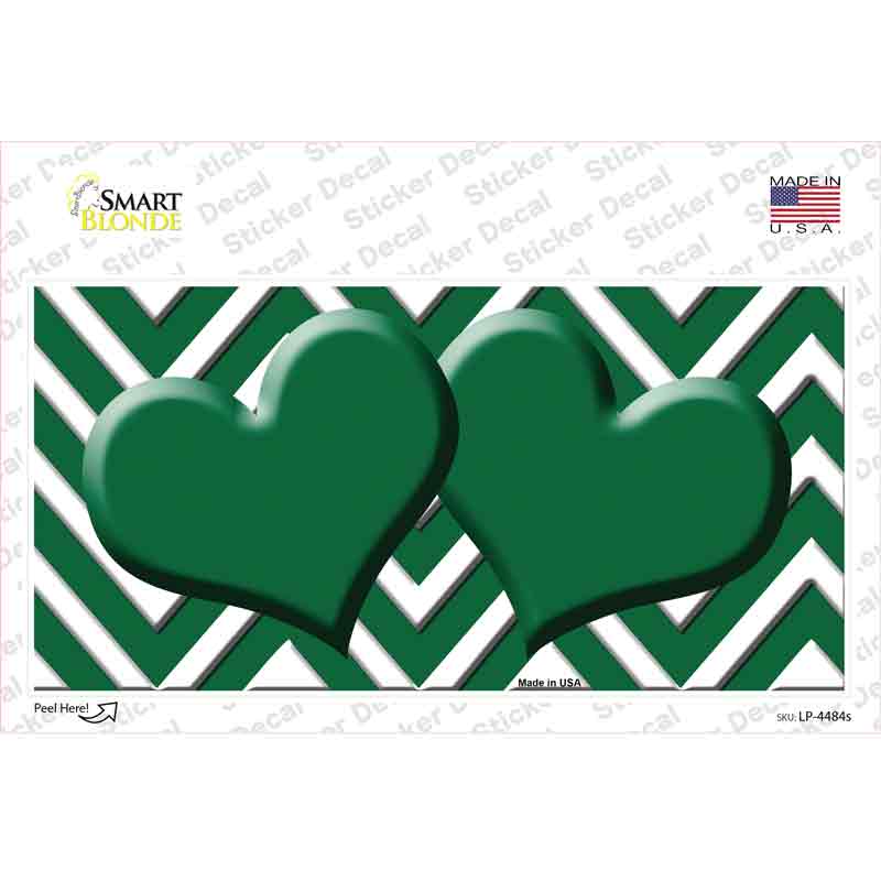 LP-4484s-M Green Chevron Hearts Novelty Sticker Decal, Medium