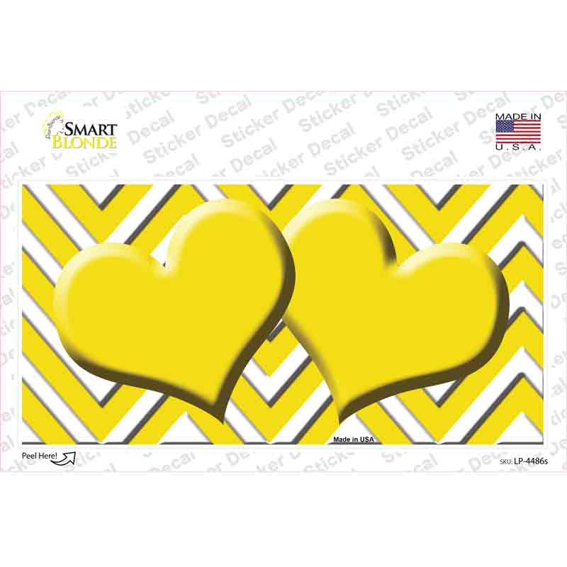 LP-4486s-M Yellow Chevron Hearts Novelty Sticker Decal, Medium