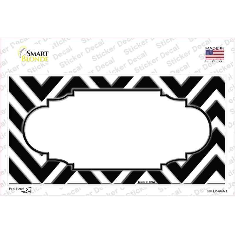 LP-4497s-M Black White Chevon Center Scallop Novelty Sticker Decal, Medium
