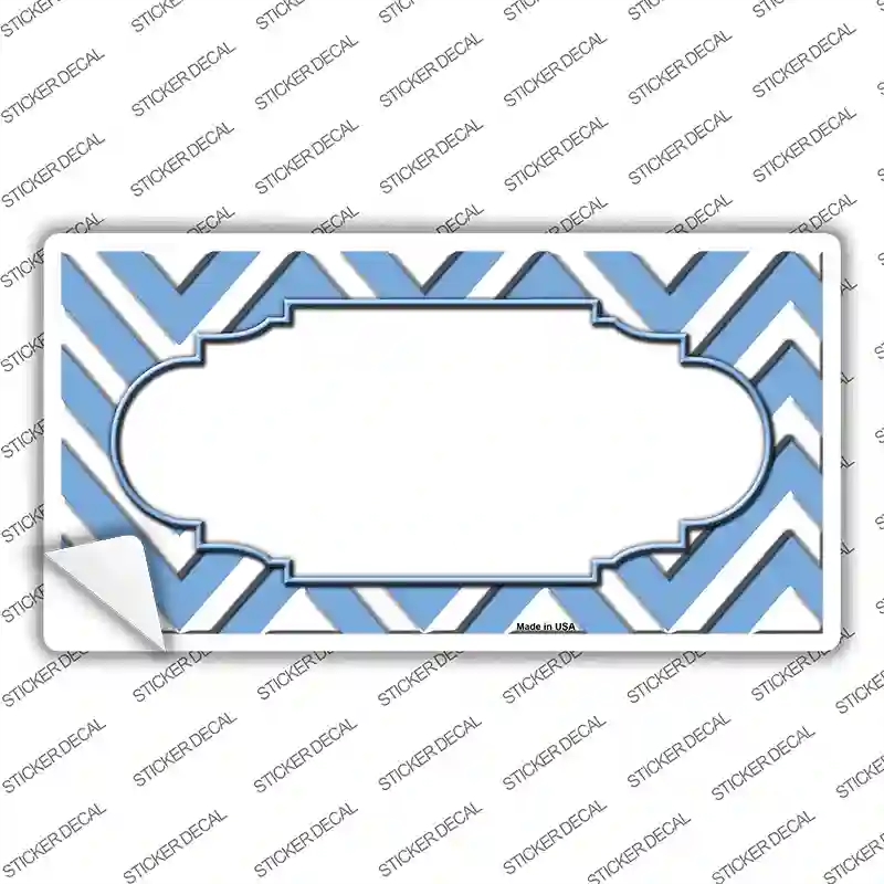 LP-4507s-L Light Blue White Chevron Center Scallop Novelty Sticker Decal, Large