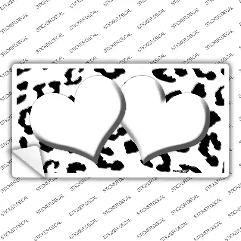 LP-4529s-S White Black Cheetah Center Hearts Novelty Sticker Decal, Small
