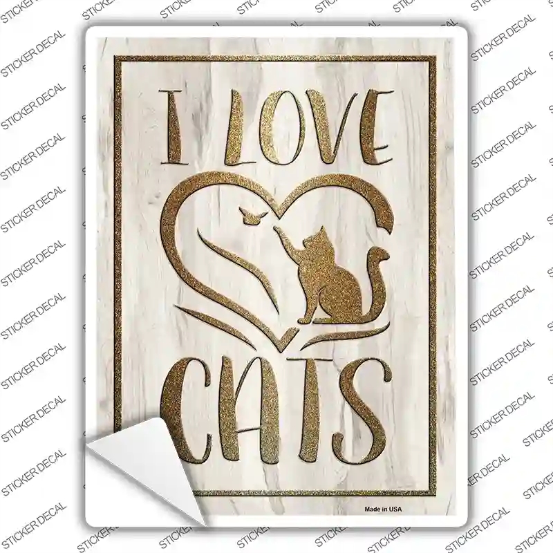 P-2630s-S I Love Cats Novelty Rectangular Sticker Decal, Small