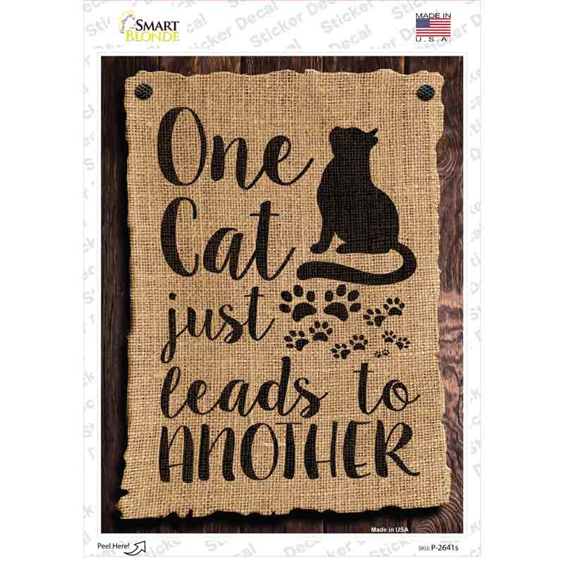 P-2641s-M One Cats Leads to Another Novelty Rectangular Sticker Decal, Medium