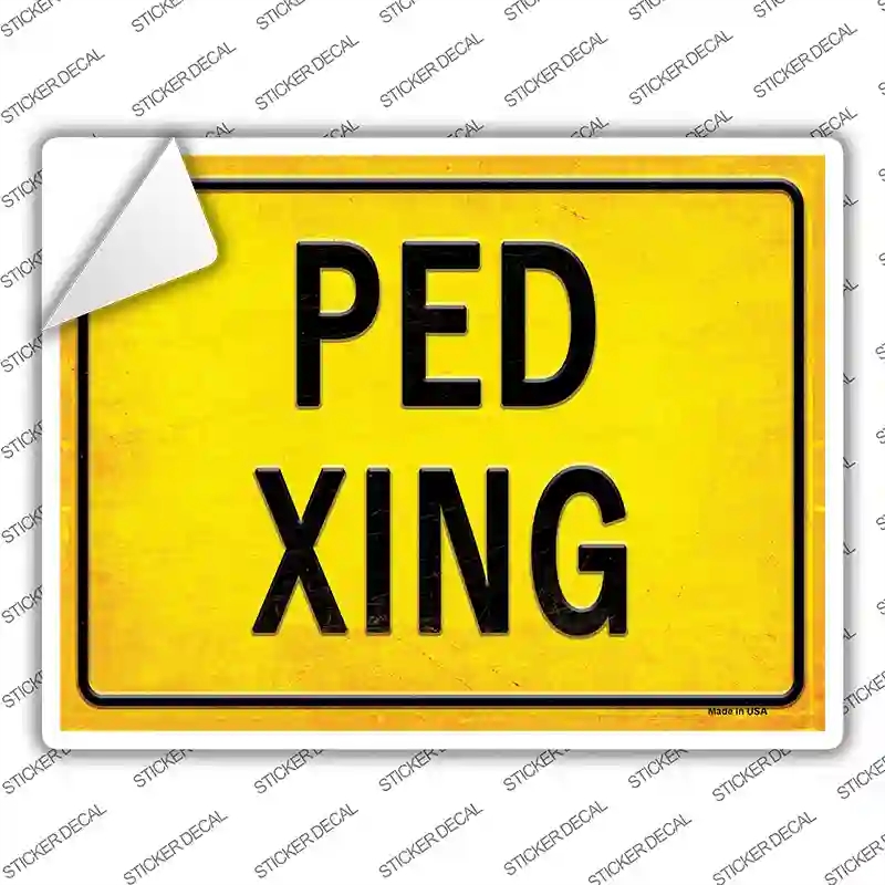 P-2691s-L PED Xing Novelty Rectangle Sticker Decal, Large