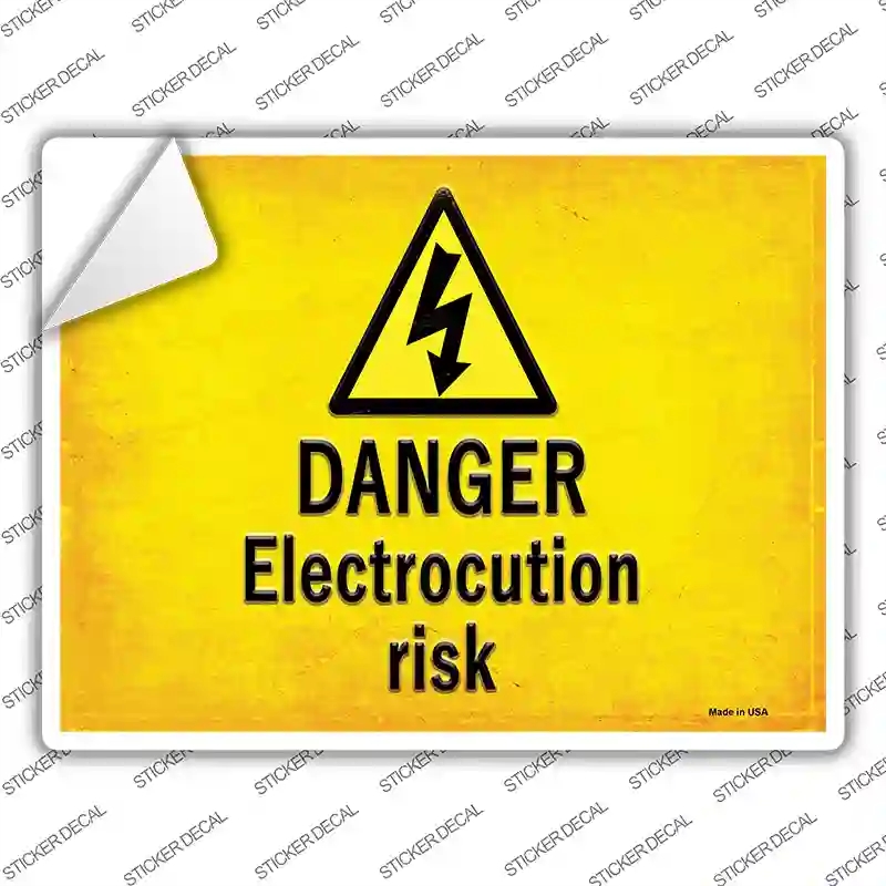 P-2728s-XL Danger Electrocution Risk Novelty Rectangle Sticker Decal, Extra Large