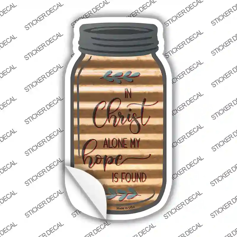 MJ-379s-S Christ Hope is Found Corrugated Novelty Mason Jar Sticker Decal, Small