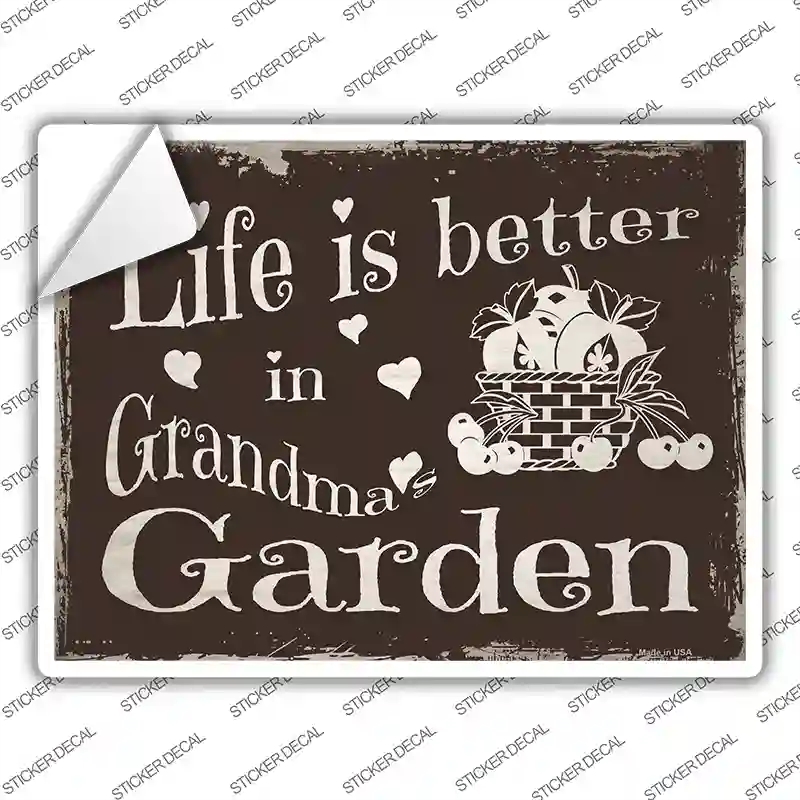 P-1453s-L Grandmas Garden Novelty Rectangle Sticker Decal, Large