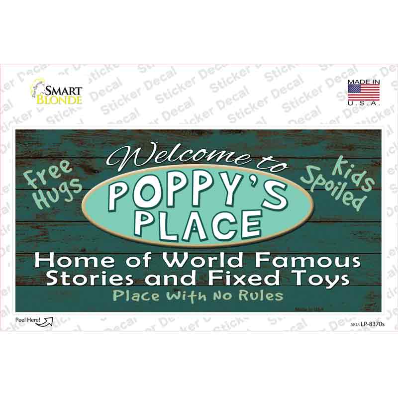LP-8370s-M Poppys Place Novelty Sticker Decal, Medium