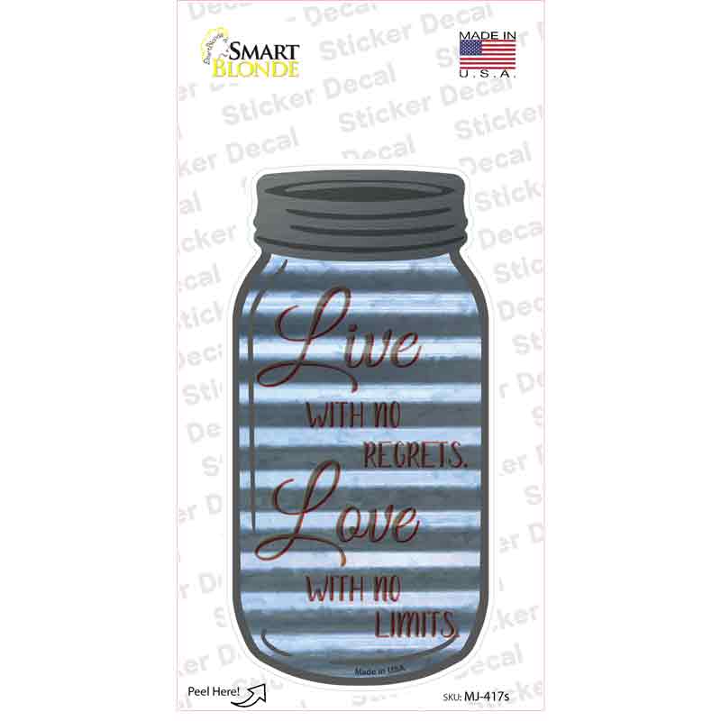 MJ-417s-M No Regrets No Limits Corrugated Novelty Mason Jar Sticker Decal, Medium