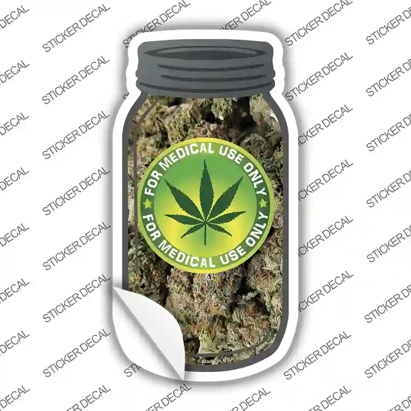 MJ-431s-S Medical Use Only Buds Novelty Mason Jar Sticker Decal, Small