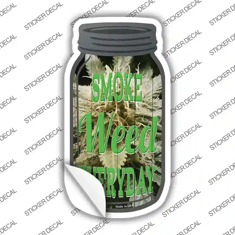 MJ-432s-S Smoke Weed Everyday Bud Novelty Mason Jar Sticker Decal, Small