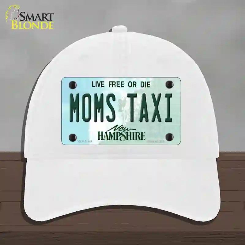 HAT14-MLP-11164 Moms Taxi   Hampshire State Novelty License Plate Hat, Unconstructed Cotton - White