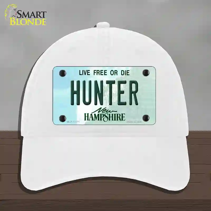 HAT14-MLP-11171 Hunter   Hampshire State Novelty License Plate Hat, Unconstructed Cotton - White