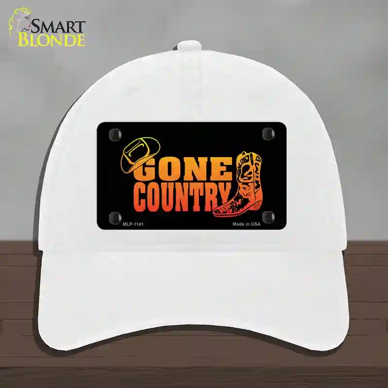 HAT14-MLP-1141 Gone Country Novelty License Plate Hat, Unconstructed Cotton - White