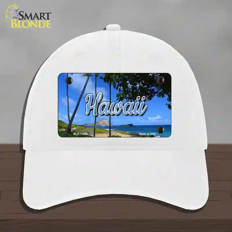 HAT14-MLP-11595 Hawaii Palm Trees State Novelty License Plate Hat, Unconstructed Cotton - White