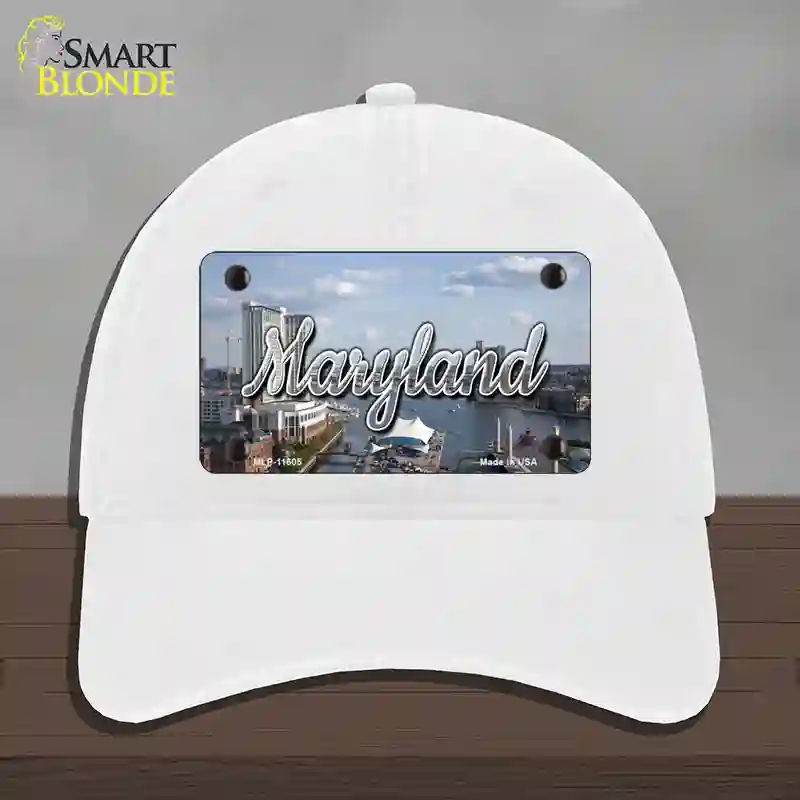 HAT14-MLP-11605 Maryland River Skyline State Novelty License Plate Hat, Unconstructed Cotton - White