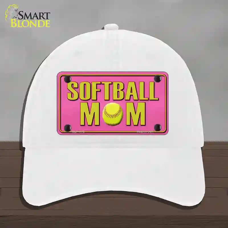 HAT14-MLP-1172 Softball Mom Novelty License Plate Hat, Unconstructed Cotton - White