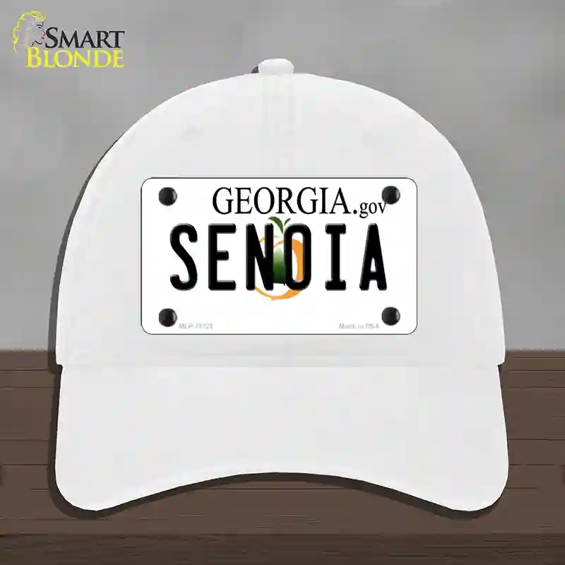 HAT14-MLP-11725 Senoia Georgia State Novelty License Plate Hat, Unconstructed Cotton - White