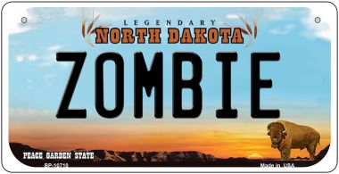 Zombie North Dakota Novelty Metal Bicycle Plate BP-10710
