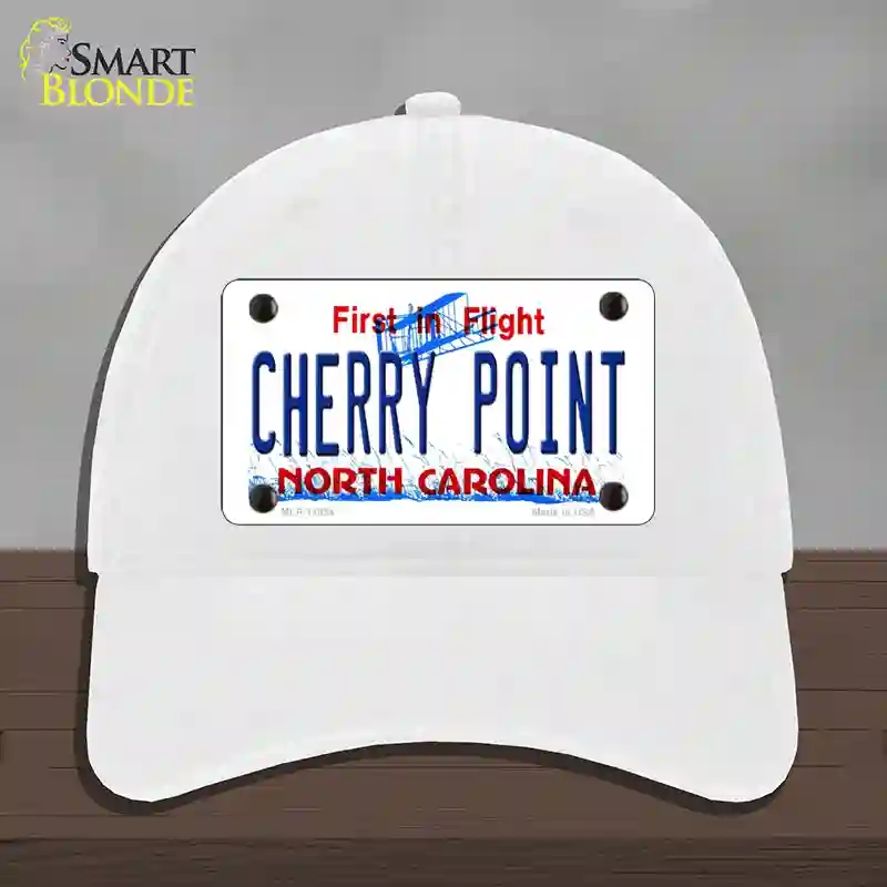 HAT14-MLP-11834 Cherry Point North Carolina Novelty License Plate Hat, Unconstructed Cotton - White