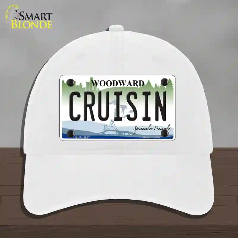 HAT14-MLP-11867 Cruising Woodward Michigan Novelty License Plate Hat, Unconstructed Cotton - White