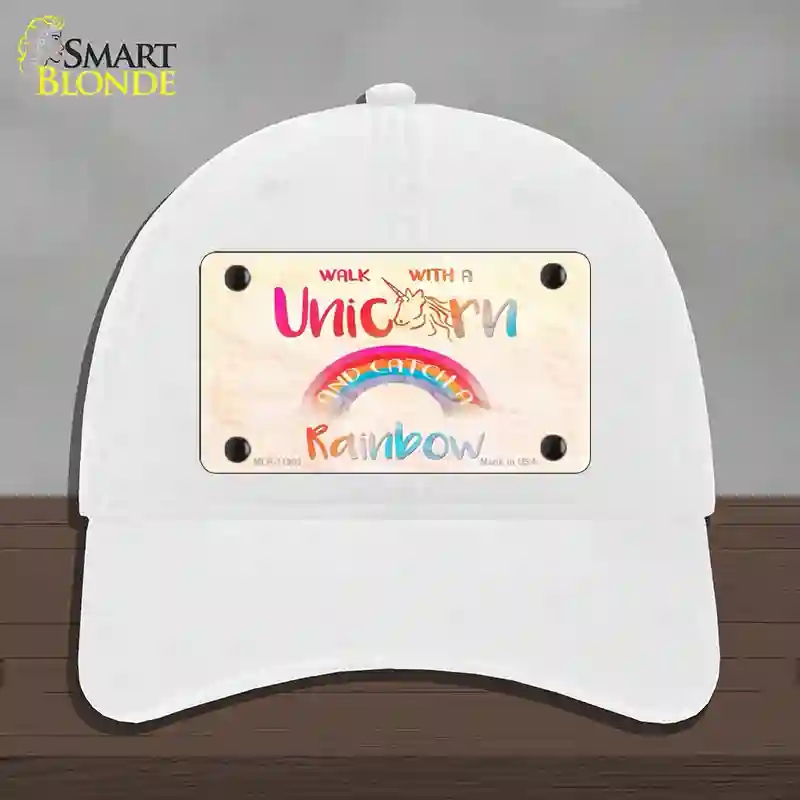 HAT14-MLP-11903 Walk with a Unicorn Novelty License Plate Hat, Unconstructed Cotton - White