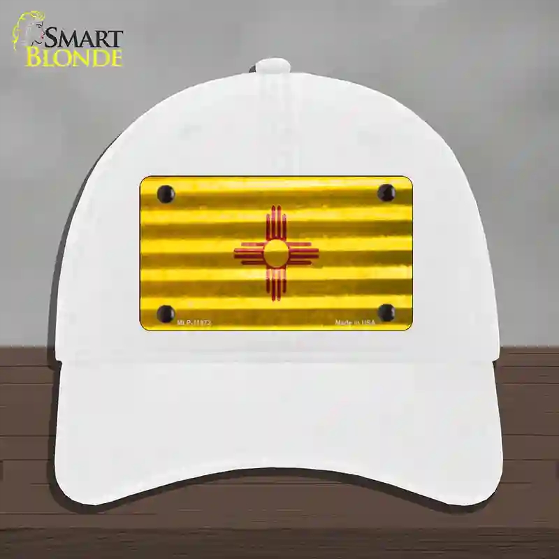 HAT14-MLP-11972   Mexico Corrugated Flag Novelty License Plate Hat, Unconstructed Cotton - White