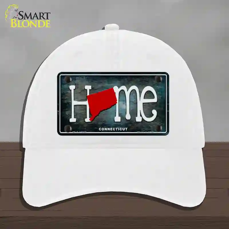 HAT14-MLP-11998 Connecticut Home State Outline Novelty License Plate Hat, Unconstructed Cotton - White
