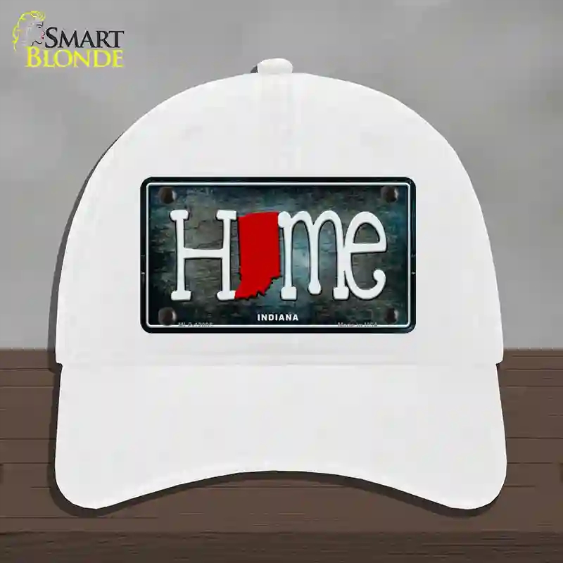 HAT14-MLP-12005 Indiana Home State Outline Novelty License Plate Hat, Unconstructed Cotton - White