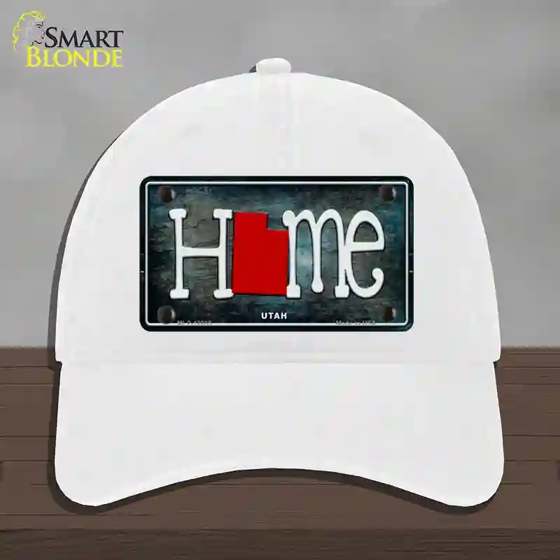 HAT14-MLP-12035 Utah Home State Outline Novelty License Plate Hat, Unconstructed Cotton - White