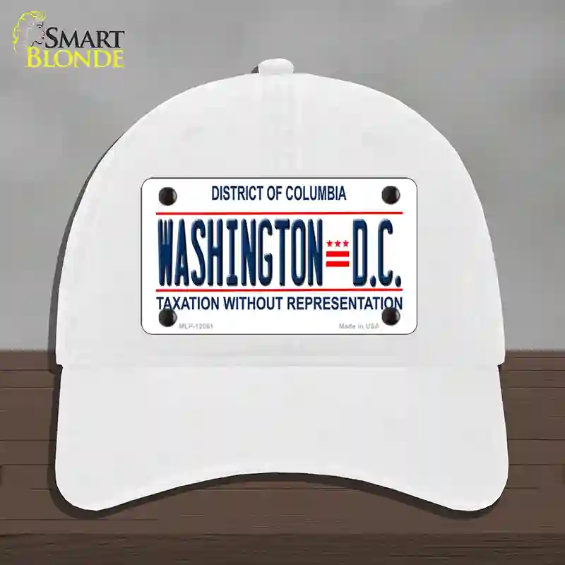 HAT14-MLP-12061 District of Columbia Novelty License Plate Hat, Unconstructed Cotton - White