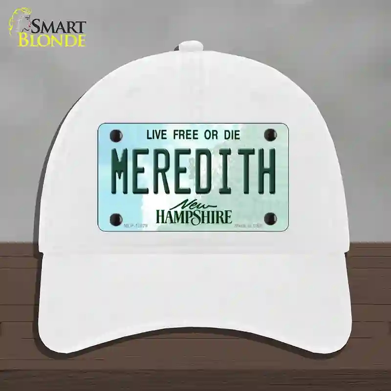 HAT14-MLP-12078 Meredith   Hampshire State Novelty License Plate Hat, Unconstructed Cotton - White