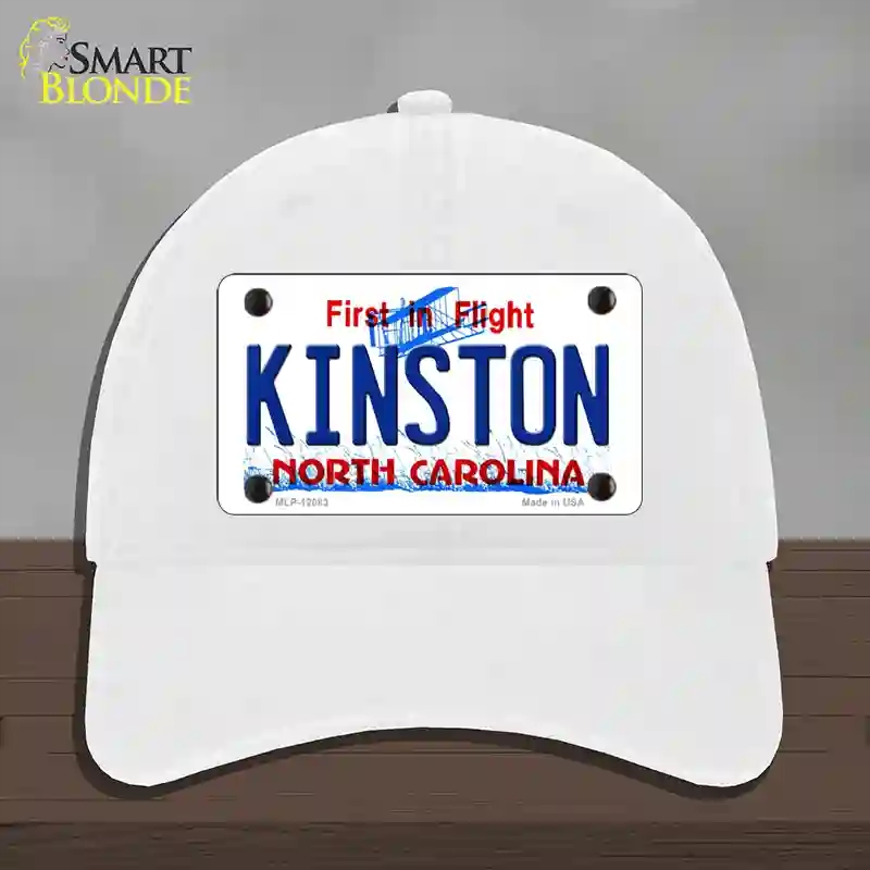 HAT14-MLP-12083 Kinston North Carolina State Novelty License Plate Hat, Unconstructed Cotton - White