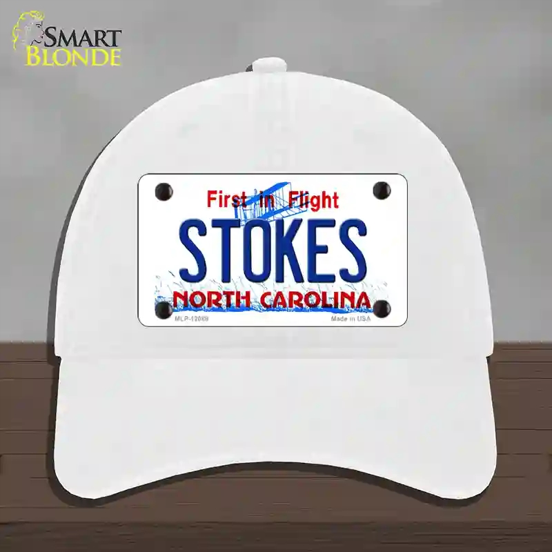 HAT14-MLP-12088 Stokes North Carolina State Novelty License Plate Hat, Unconstructed Cotton - White