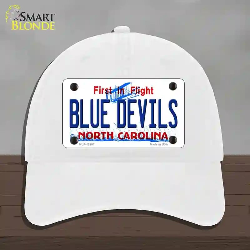 HAT14-MLP-12107 Blue Devils North Carolina State Novelty License Plate Hat, Unconstructed Cotton - White
