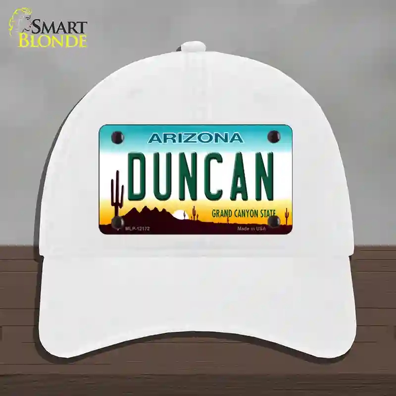 HAT14-MLP-12172 Duncan Arizona Novelty License Plate Hat, Unconstructed Cotton - White