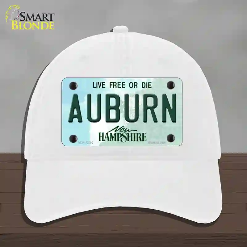 HAT14-MLP-12200 Auburn   Hampshire Novelty License Plate Hat, Unconstructed Cotton - White