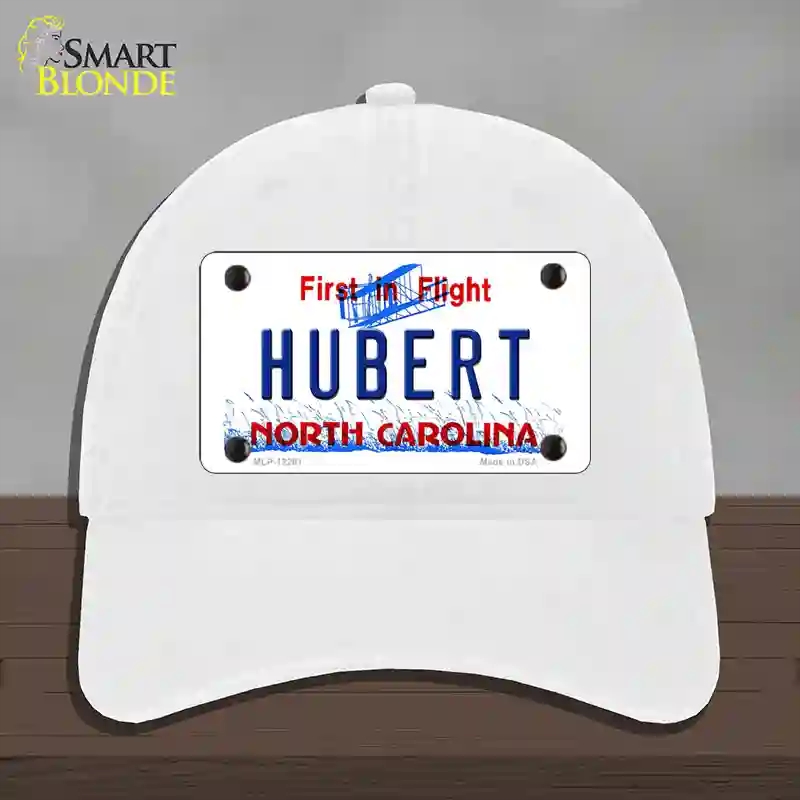 HAT14-MLP-12291 North Carolina Hubert Novelty License Plate Hat, Unconstructed Cotton - White