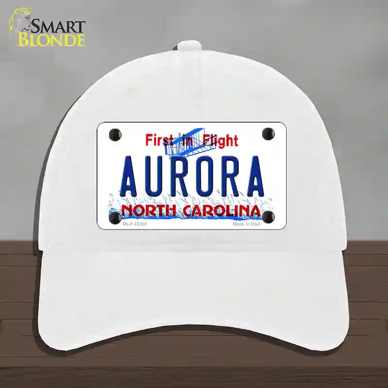 HAT14-MLP-12294 North Carolina Aurora Novelty License Plate Hat, Unconstructed Cotton - White