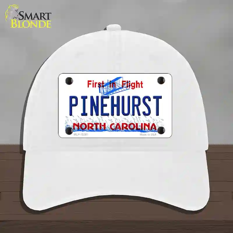 HAT14-MLP-12297 North Carolina Pinehurst Novelty License Plate Hat, Unconstructed Cotton - White