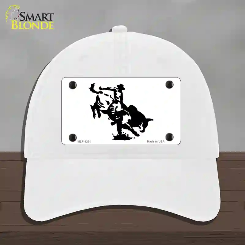 HAT14-MLP-1231 Bull Rider Novelty License Plate Hat, Unconstructed Cotton - White