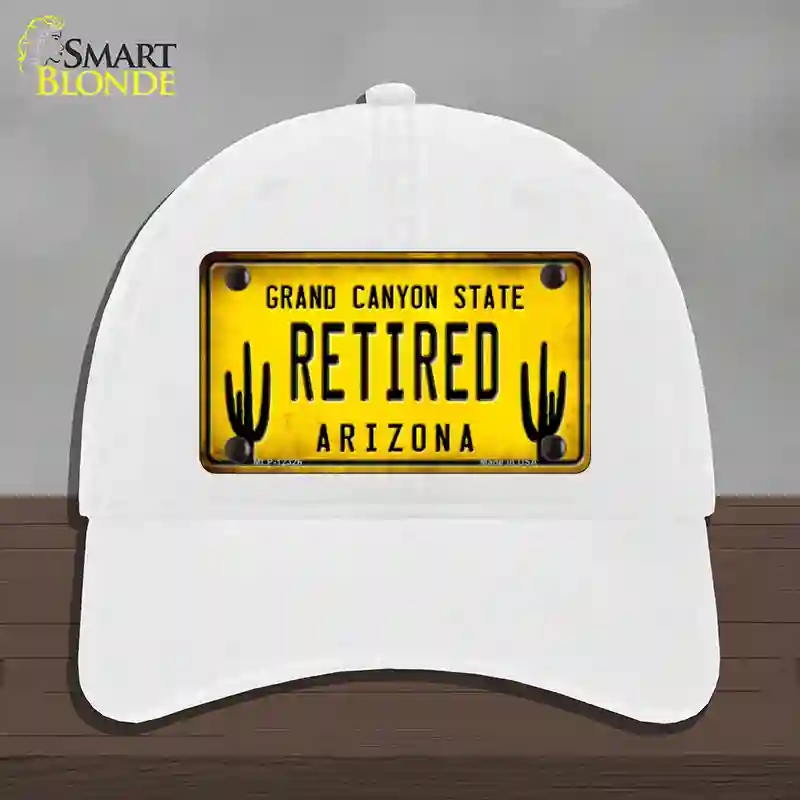HAT14-MLP-12326 Arizona Retired Yellow Novelty License Plate Hat, Unconstructed Cotton - White