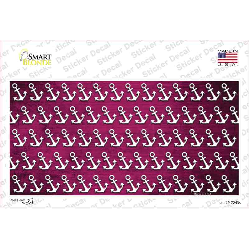LP-7243s-M Pink White Anchor Oil Rubbed Novelty Sticker Decal, Medium