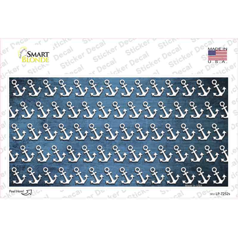 LP-7252s-M Light Blue White Anchor Oil Rubbed Novelty Sticker Decal, Medium